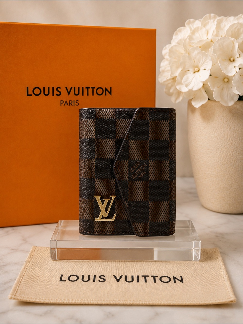 Luxury Fashion Brown Check Card Holder